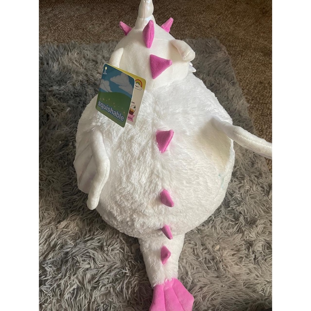 NWT Squishable White Pink Iridescent Dragon Unicorn Plush Wings Fantasy - Picture 4 of 5